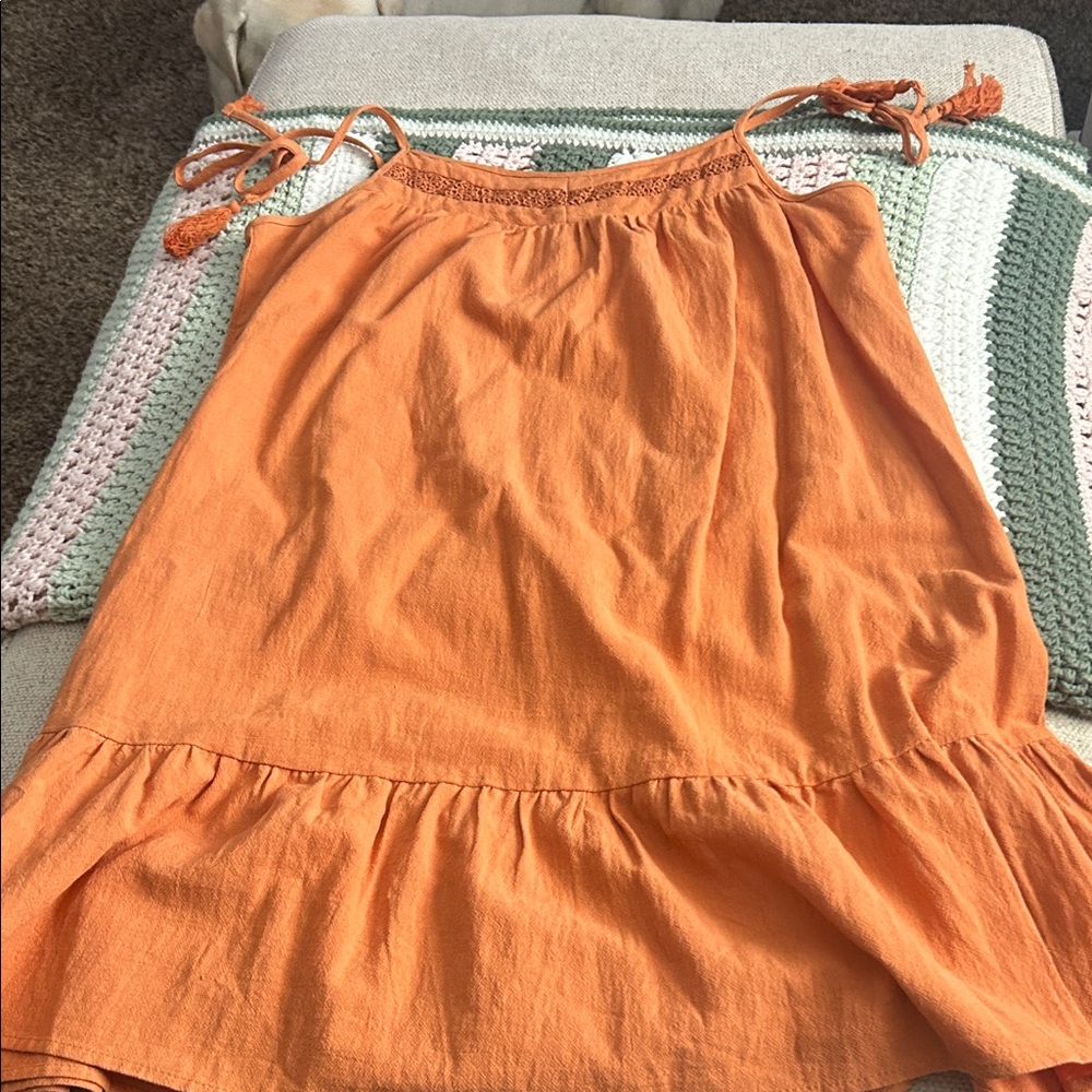 Chic Orange Midi Dress with Ruffle Hem